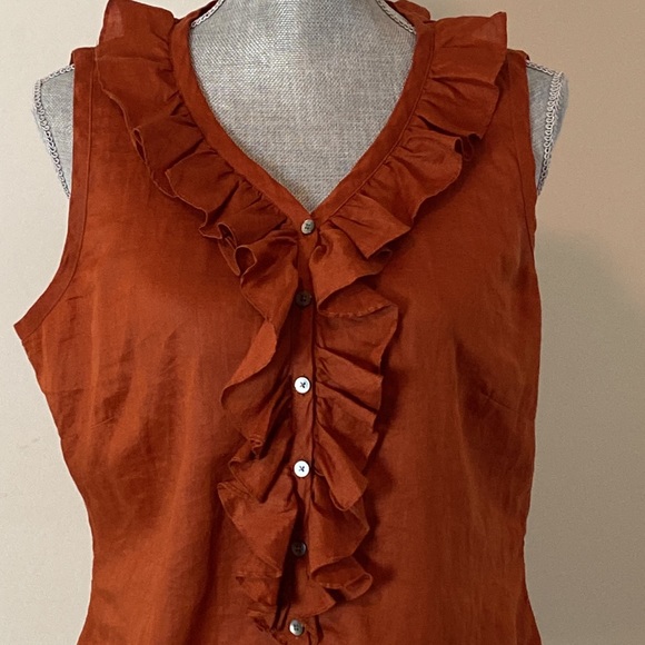 J Jill Sleeveless V-Neck Ruffled Lightweight Sleeveless Button Front Blouse M - Picture 2 of 8